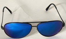 Vintage REVO Blue Mirrored Brown Lens Black Frame Aviator Sunglasses Rare