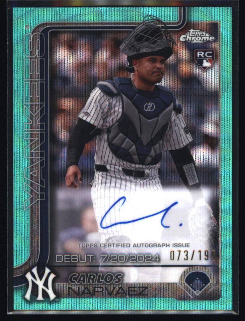 2025 Topps Chrome Update #CRDA-CN Carlos Narvaez RC Auto Aqua Wave /199 NY