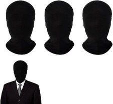 3  Black Full Face Mask Spandex Mask Hood Skin Masks Halloween See Through Masks