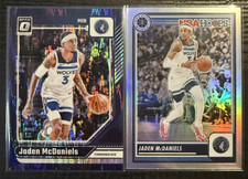 24-25 Optic Jaden McDaniels Purple Shock Prizm #40 & NBA Hoops Sliver #128