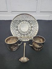 LOT of Sterling Silver. 2 Cups, 1 plate and a spoon. 9.5 ounces of Silver