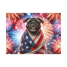 Patriotic Pug Canvas Wall Art - Cute Design, Home Decor, Dog Lovers, Great Gift