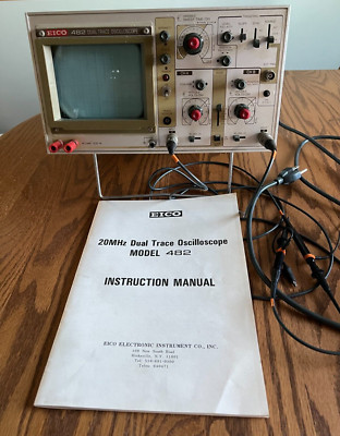 Vintage Eico Dual Trace Oscilloscope Model 482 & Manual Powers On
