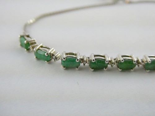 Bracciale Cavigliera Argento Sterling Creato in Laboratorio Smeraldo Lunghezza Regolabile 6,6g - Foto 3 di 17
