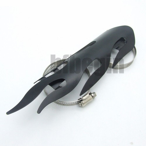 Motorrad 9.8 "Schwarz Flammen Hitzeschutz Blech Auspuff Rohr Hitzeschild - Bild 2 von 5