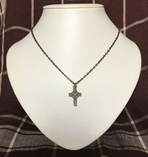 Celtic Styled Small Bronze Cross Pendant 18" Chain Necklace in Gift Bag