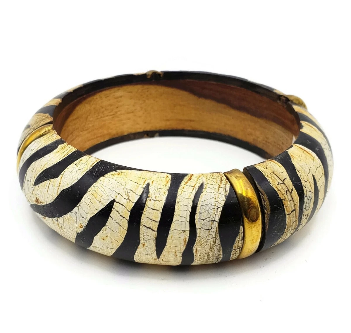 Buffalo Horn Bangle Brass Bracelet Wood Jewelry Fashion Boho Animal Print 2223