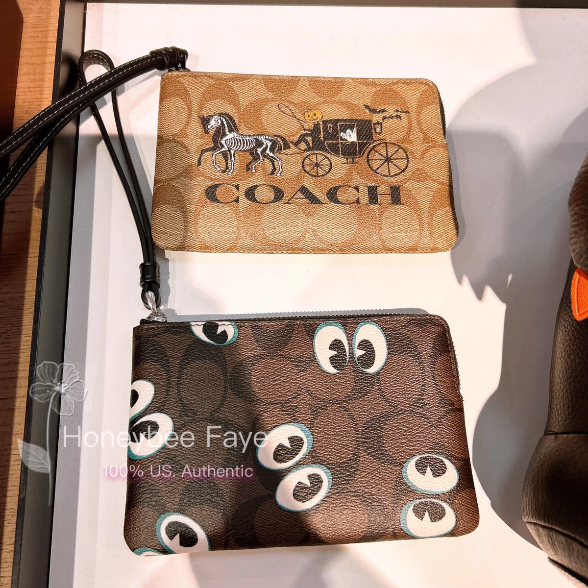 Coach, Bags, Coach Corner Zip Wristlet In Signature Canvas