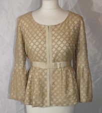 Tracy Reese Bergdorf Goodman Gold Lace Bell Cuff Jacket Uk 12