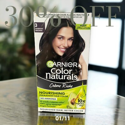 Garnier Color Naturals Crème hair color Shade 3.0 Darkest Brown 70ml + 60g