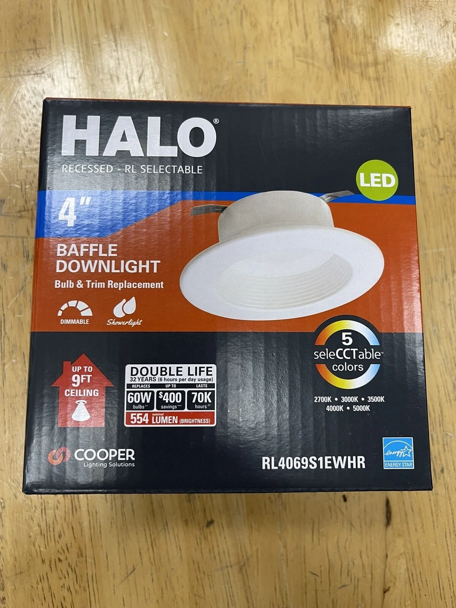 6 Pack Of Halo 4 in LED Retrofit Baffle Trim White Selectable Color RL4069S1EWHR