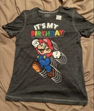 Super Mario Bros Nintendo Youth T-Shirt  It  s My Birthday   Size 12