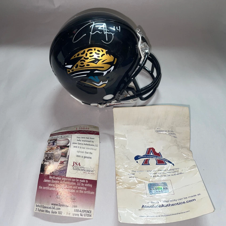 Minicasco firmado por Justin Blackmon Jacksonville Jaguars certificado de autenticidad JSA y AA Foto 3 de 3