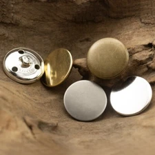 8X Vintage Brass Metal Buttons Round Flat Shank Button for Suit Blazer Coat DIY