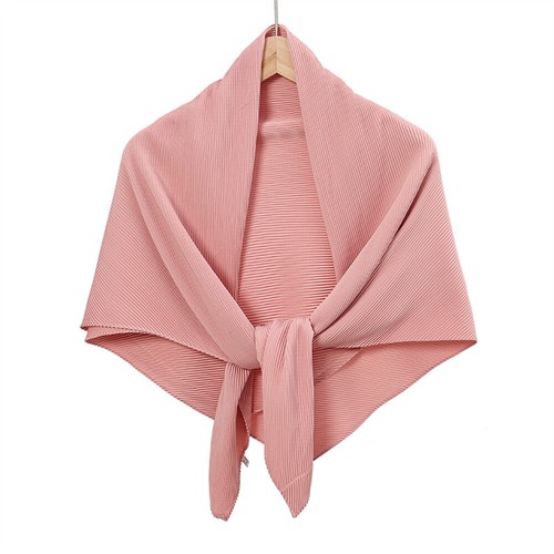 Women Solid Twill Pleated Satin Scarf Stole Shawl Wrap Headscarf Neckerchief - Picture 12 of 35