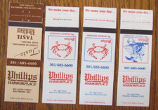 PHILLIPS SEAFOOD RESTAURANT MATCHBOOK MATCHCOVERS: BALTIMORE, MARYLAND -B18