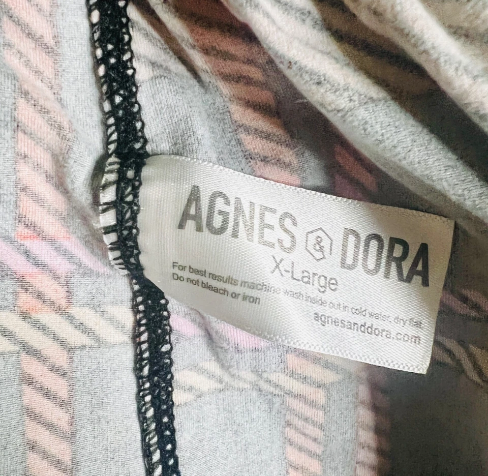 AGNES & DORA PLAID PINK BLACK RED GREY ADULT LEGGINGS SIZE XL PLUS SIZE (16-20) - Image 3 of 3