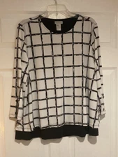 Multiples Black & White Grid Back Button Top