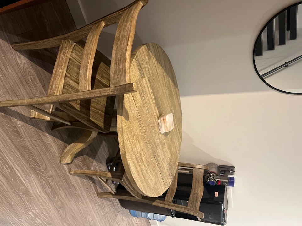Circular Dining Table w/ Drop Leaf and (2) Chairs - World Market Jozy - Image 2 of 2