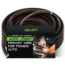 GearIT 4 Gauge Wire (25ft - Black Translucent) - 25ft, 4 