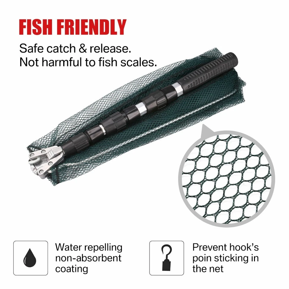 1.3M Telescopic Fishing Landing Nets Folding Handle Bird Fish Catch Release Pond - Image 3 of 4