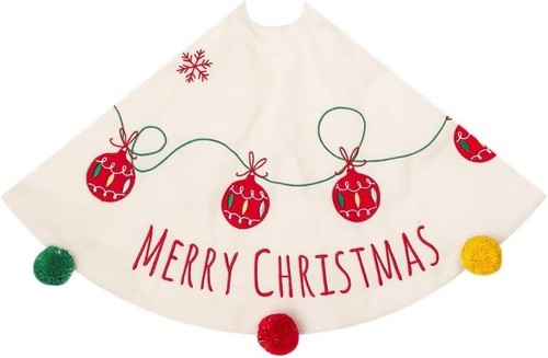 Christmas Tree Skirt with Colorful Pompom,48 Inches Flannelette Tree Skirt - Picture 7 of 7