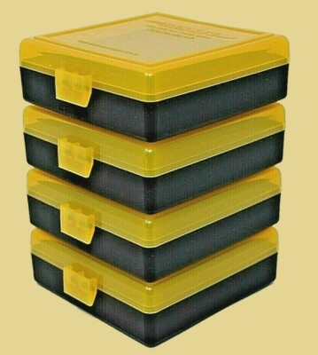 (4) X 22 lr Ammo Box / Case / Storage 100 Round .22LR / .25 ACP YELLOW-BLACK