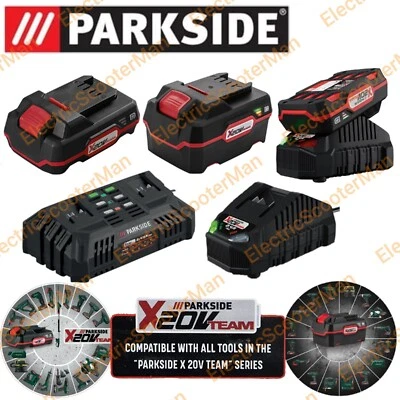 Parkside 20V 2Ah / 4Ah Battery / Charger Dual For X20V Team Series Cordless Tool