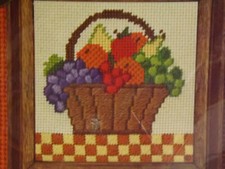 Sunset Designs Needle Pointers Fruit Basket 5298 Vintage Needlepoint Kit 1975 