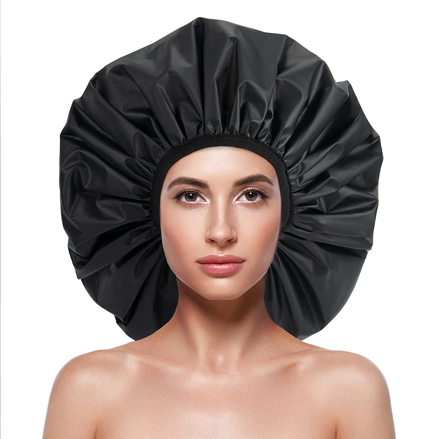 Atudew Extra Large Shower Cap EVA Plastic Shower Caps for Women
