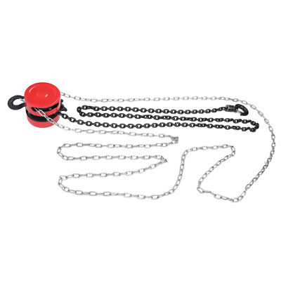 Chain Hoist Chain Block 1 Ton Capacity 10 Feet Lift Steel Construction Red