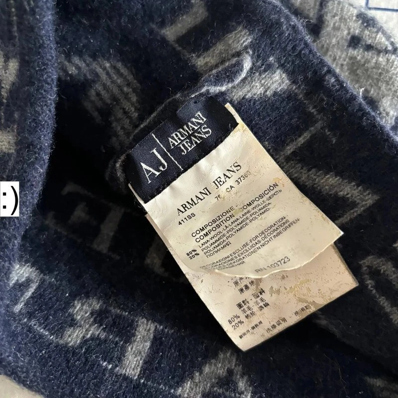 Винтажная архивная шапка-бини Armani Jeans с монограммой | 80% шерсть | сделано в Италии - Изображение 3 из 4