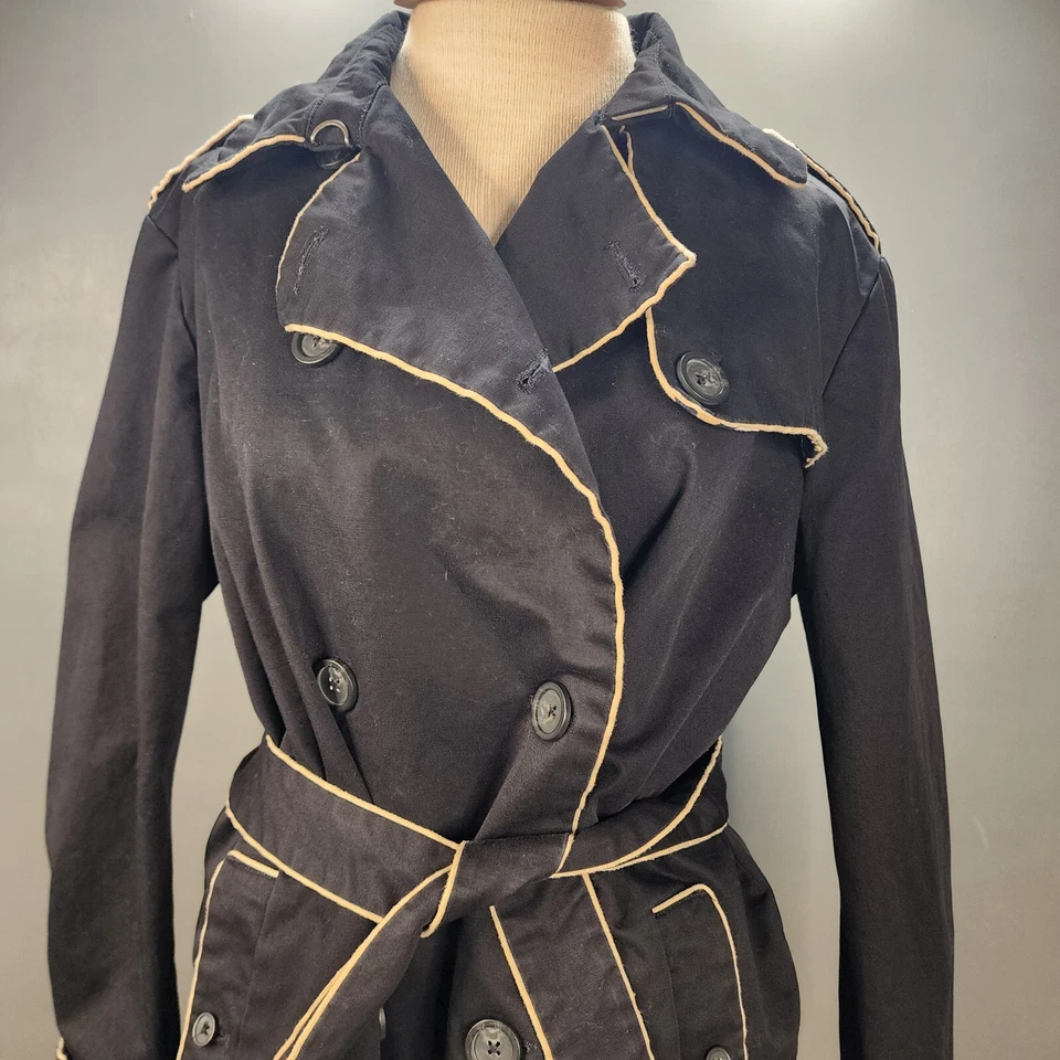 Abrigo estilo trinchera de doble botonadura Gap Y2K para mujer con forro de lunares talla XL Foto 3 de 4