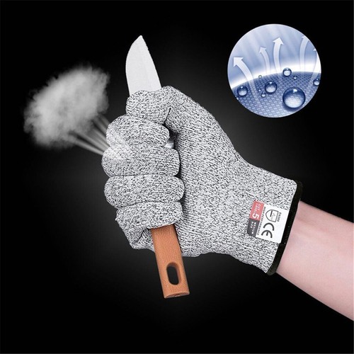 Paire De Gants Anti-coupure Niveau 5 (HPPE) - Protection Cuisine, Boucherie, Bricolage - Gris