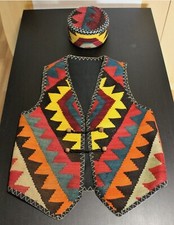 Armenian Traditional Men's Taraz Vest  Hat Made of Handmade Wool Carpet SIZE M