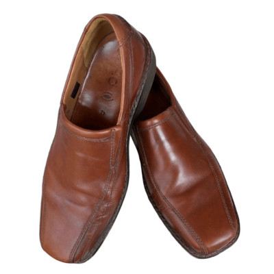 ECCO Jersey Loafer Mens Size 9 EU 42 Slip On Casual Light Brown Tan Dress Shoes