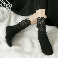 Femmes Dentelle Souple Chaussettes Japonais Creux Sortie Princesse Stacked