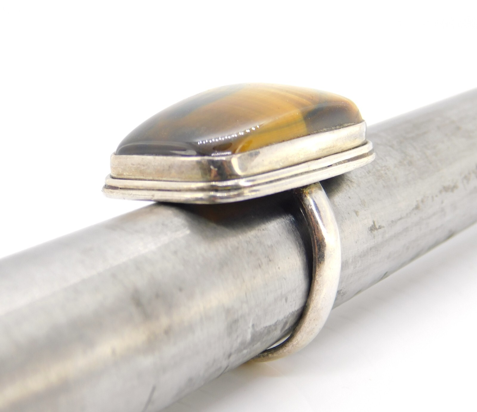 925 Sterling Silver Long Rectangular Tiger's Eye … - image 9