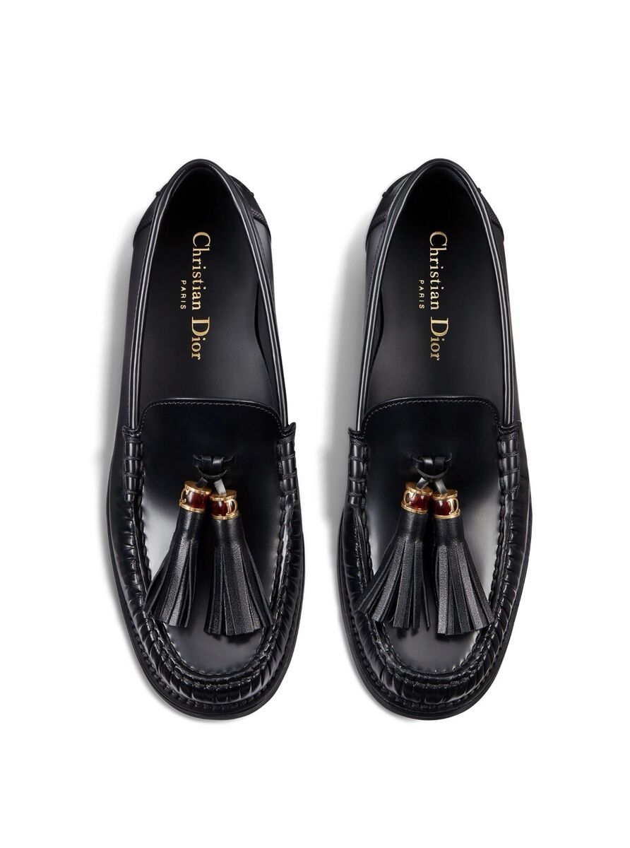 $1150 Dior Women's Black D-Academy Leather Loafers Size 38/8 $1150 Dior Women's Black D-Academy Leather Loafers Size 38/8