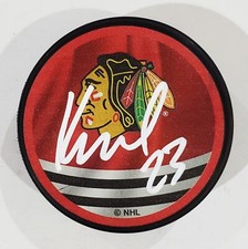 PHILIPP KURASHEV  SIGNED CHICAGO BLACKHAWKS REVERSE RETRO PUCK NHL HOCKEY W/LOA