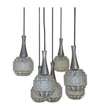 60er 70er Jahre Deckenleuchte Hängelampe Kaskadenlampe Glas Space Age Design 70s