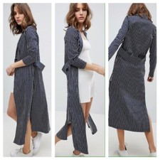 Net A Porter Bloggers Unique21 Pinstripe Long Jacket Slits & Pockets Size/14 New