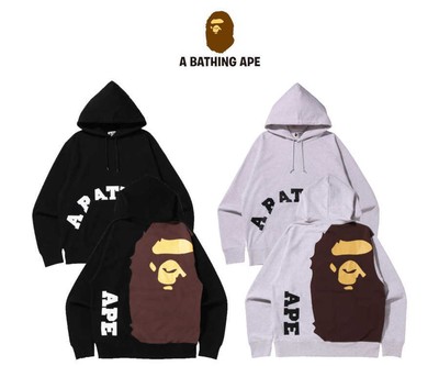 A BATHING APE Men's Relaxed Fit Pullover Hoodie GIANT APE HEAD on