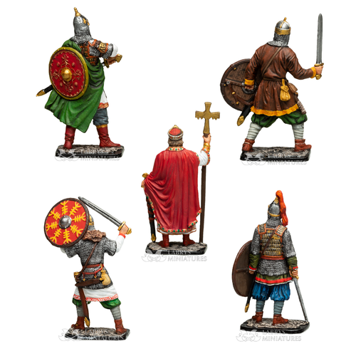 Vladimir el Grande con Guerreros Conjunto de 5 Figuras Juguete Pintado Soldado | Recuerdo - Imagen 2 de 2