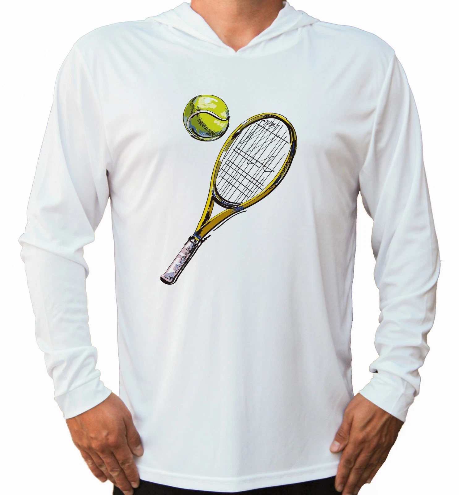 Tennis Ball Game UV Protected UPF 50 Long Sleeve Beach Fishing Boat Sport Hood
