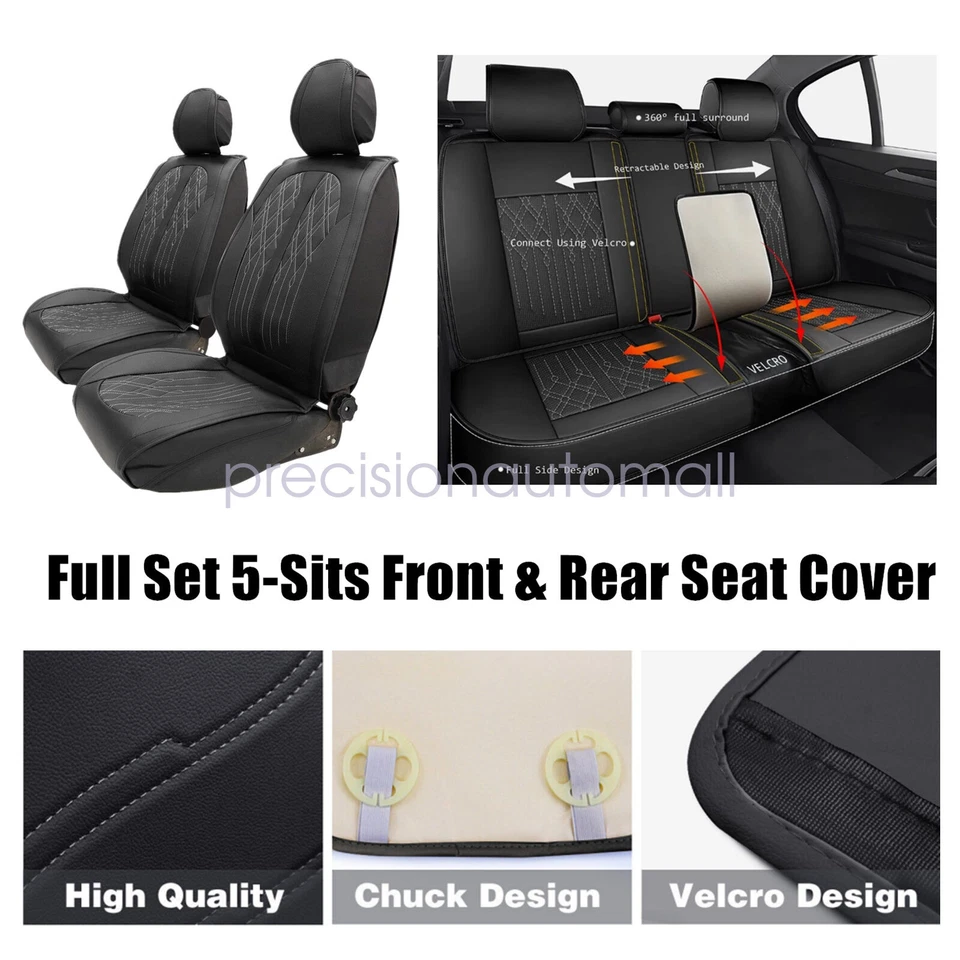 Faux Leather Front &Rear Seat Cover Protector Breathable For Nissan Altima Rogue - Image 2 of 4