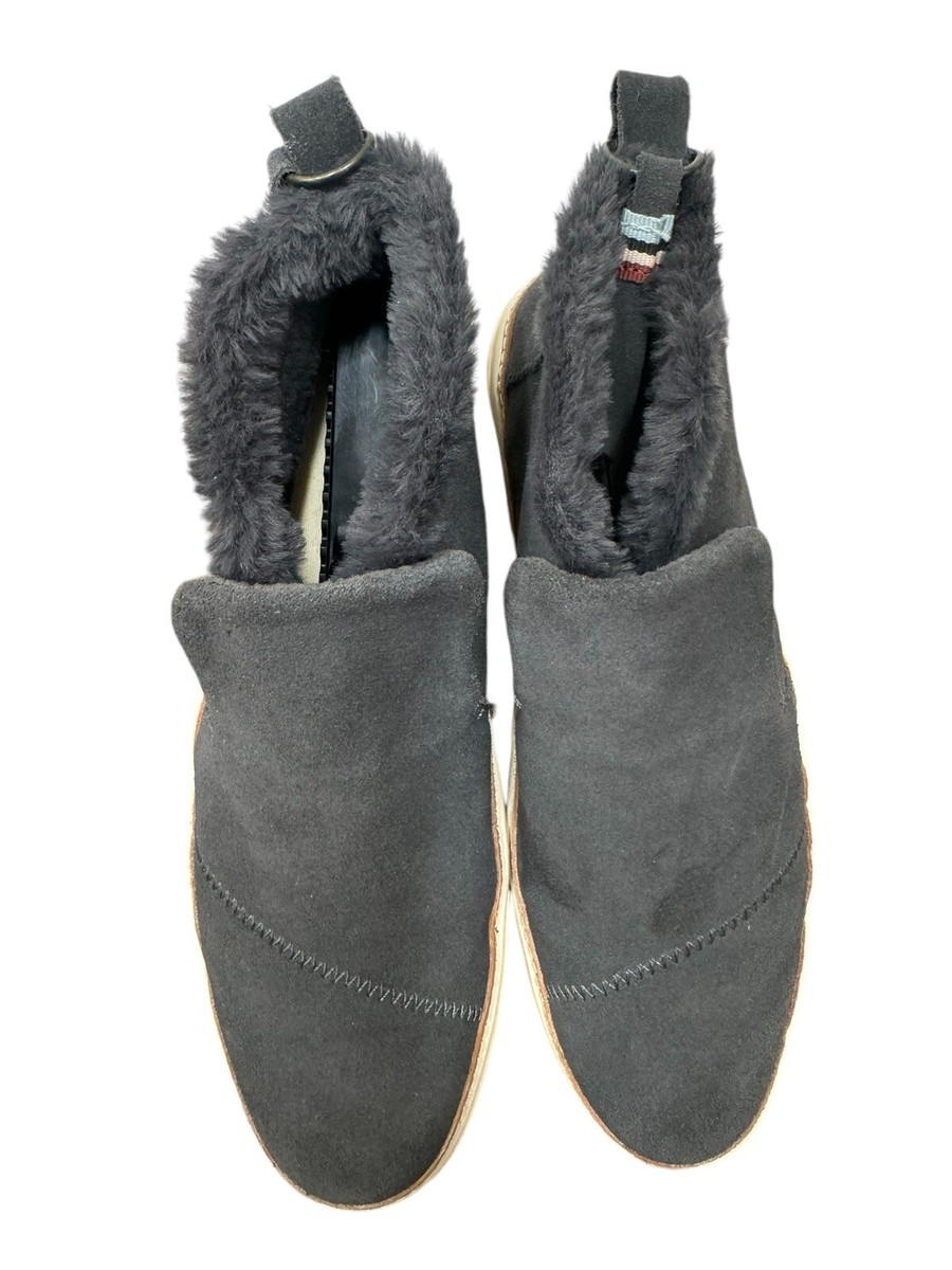 Toms Paxton Slip On Shoes Sneakers Suede Faux Shearling in Forged Iron Grey  - Main Image