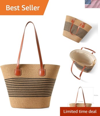 Straw Bags For Women | Travel Straw Totes Bag, Summer Woven Handmade, Shoulde...