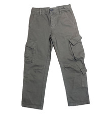 Zara Boys Cargo Pants Size 8 Olive Green Cotton Twill Utility Pocketed Adventure