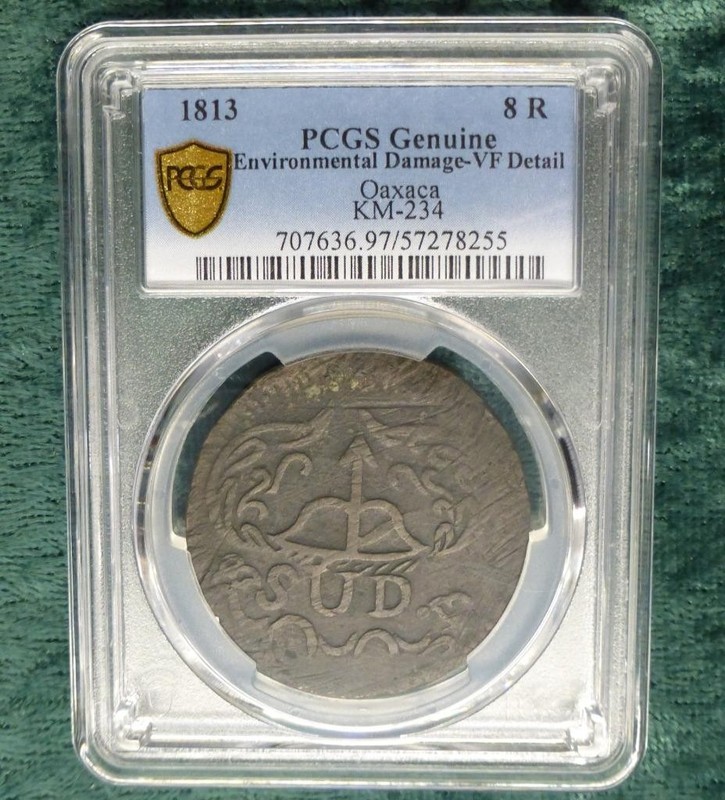 1813 8R Mexico 8 Reales Oaxaca Sud PCGS VF Detail KM-234 War MORELOS COPPER